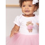 Pink & White Bear Ballerina Tutu Dress and Applique